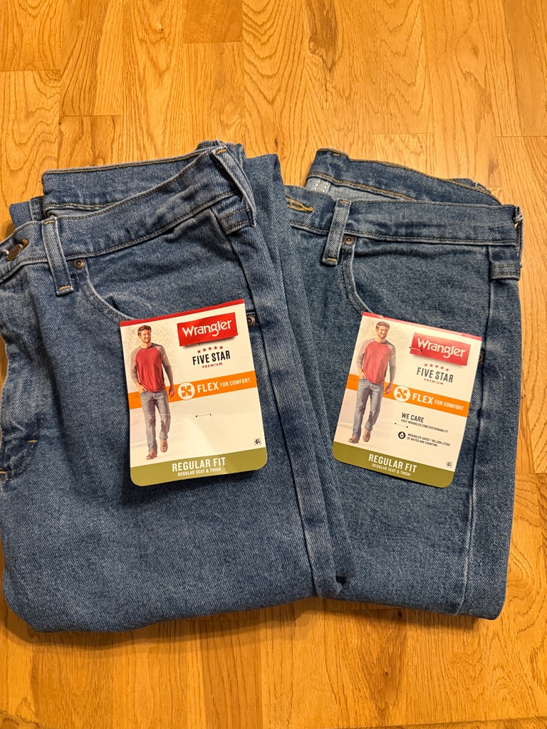 2 Pairs Of Wrangler Men Five Star Regular Fit Blue Jeans - Classic Denim